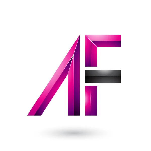 Czarno-purpurowe błyszczące litery A i F ilustracja — Zdjęcie stockowe