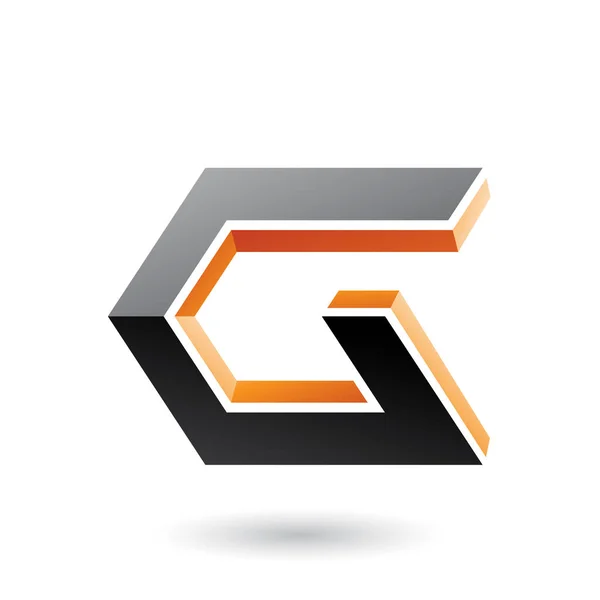 Czarno-pomarańczowy 3D kątowy ikona dla litery G ilustracja — Zdjęcie stockowe