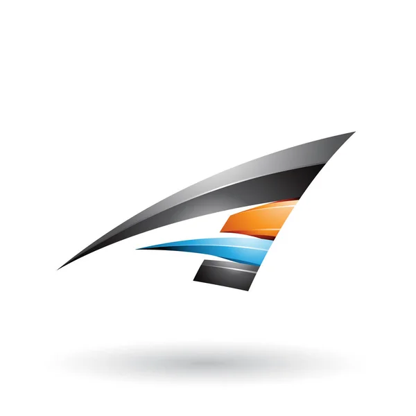 Schwarz-orangefarbener dynamischer glänzender fliegender Buchstabe als Illustration — Stockfoto