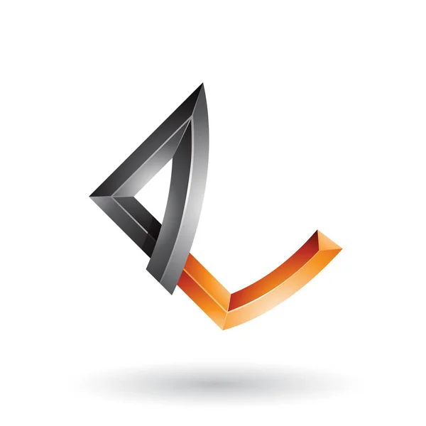 Zwart en oranje reliëf letter E met gebogen gewrichten illustrati — Stockfoto