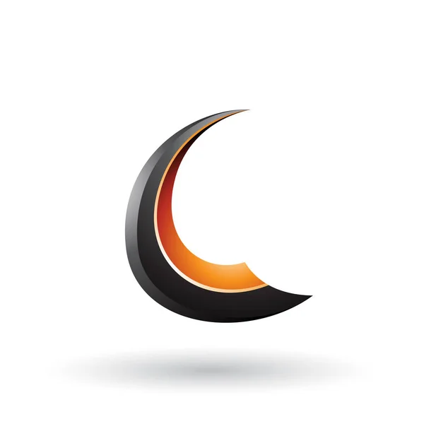 Schwarz und orange glänzend fliegender Buchstabe c Illustration — Stockfoto