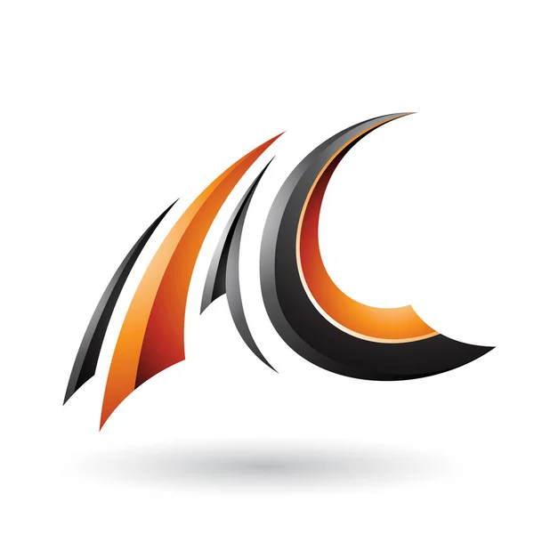 Schwarz-orange glänzend fliegende Buchstaben a und c Abbildung — Stockfoto