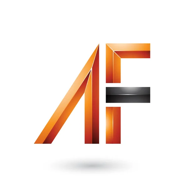 Black and Orange Glossy Letters of A and F Illustration — Stock Photo, Image