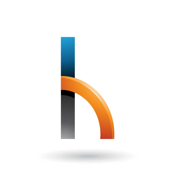 Lettera H nera e arancione con un cerchio del quarto lucido Illustrat — Foto Stock
