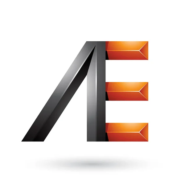 Pirámide negra y anaranjada como letras duales de A y E Illustrati — Foto de Stock