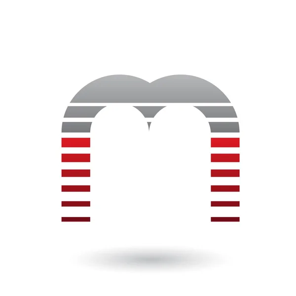 Чорно-Червона буква м, іконка з горизонтальними смугами ілюстрації — стокове фото