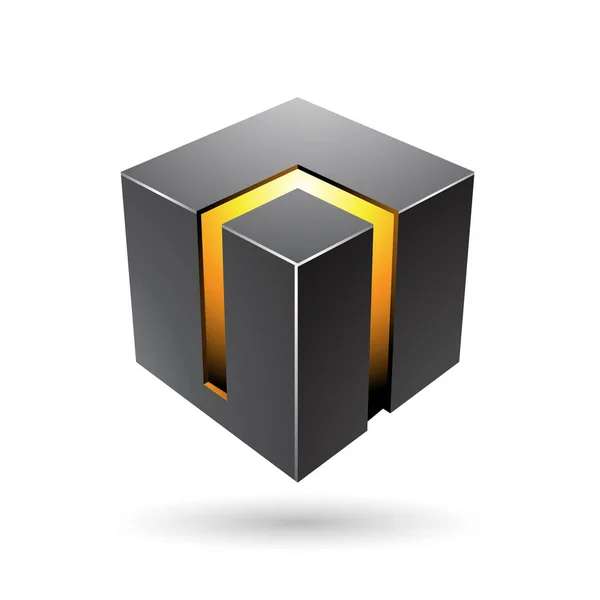 Black and Yellow 3d Bold Cube — Stock Photo, Image