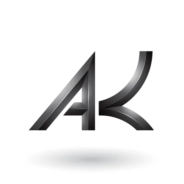 Svart fetstil och kurviga geometriska bokstäver A och K illustration — Stockfoto
