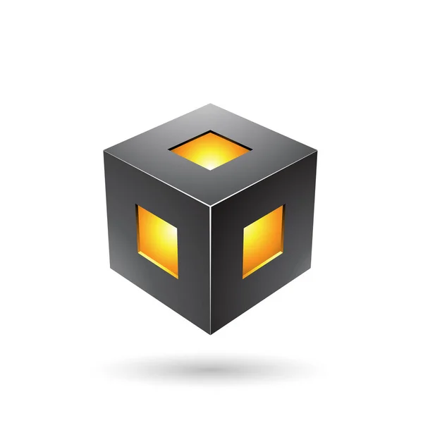 Black Bold Lantern Cube Illustration — Stock Photo, Image