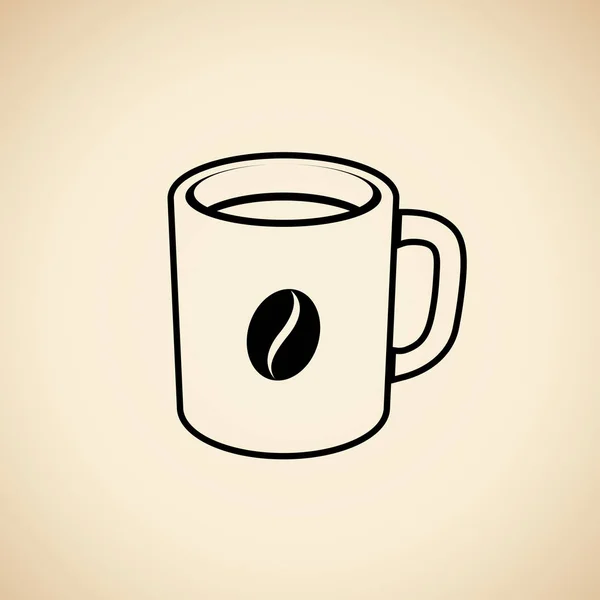 Tasse à café noire avec une icône de haricot de café isolé sur un Bac Beige — Photo