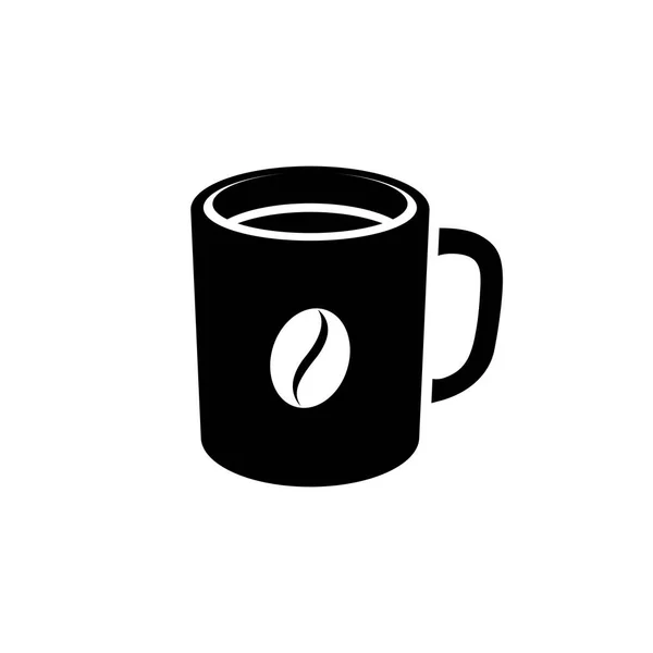 Černý kávový hrnek s ikonou zrnka kávy, izolovaný na bílém BAC — Stock fotografie