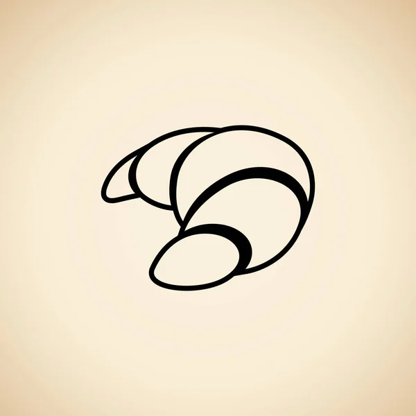 Czarny croissant ikona na białym tle na beżowy ilustracja — Zdjęcie stockowe