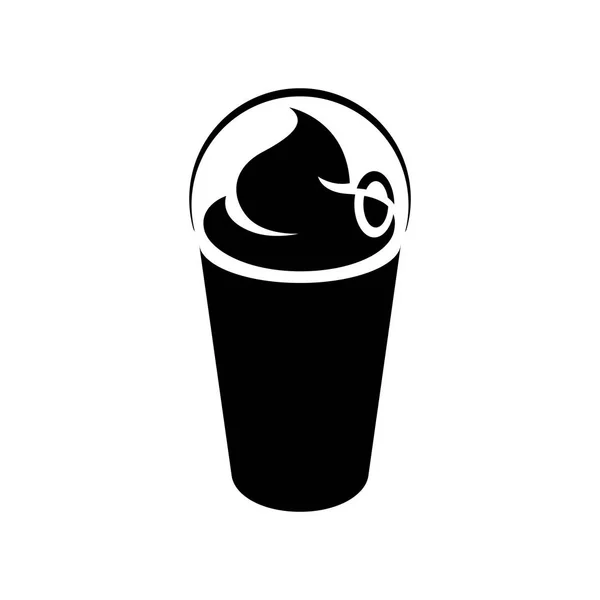 Zwarte milkshake met een deksel icoon geïsoleerd op een witte achtergrond I — Stockfoto