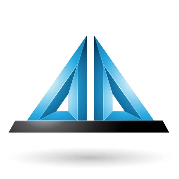 Blaue 3D Pyramide geprägte Form Illustration — Stockfoto