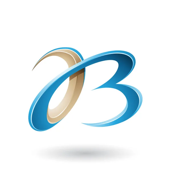 Blue and Beige 3d Curly Letters A and B Illustration — Stock Photo, Image