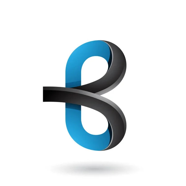 Blue and Black Bold Curvy Letter B Illustration — Stock Photo, Image