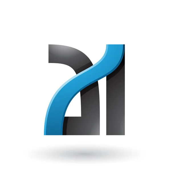 Blaue und schwarze fette Doppelbuchstaben a und i Abbildung — Stockfoto