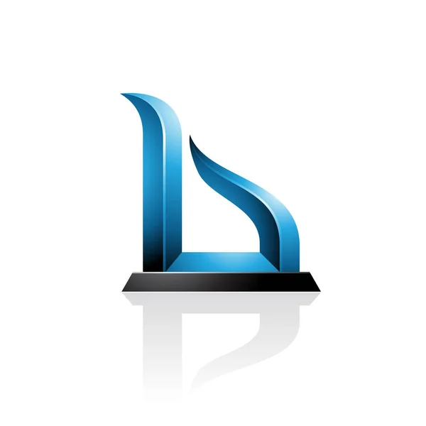 Blauwe en zwarte Bow-achtige reliëf letter B illustratie — Stockfoto