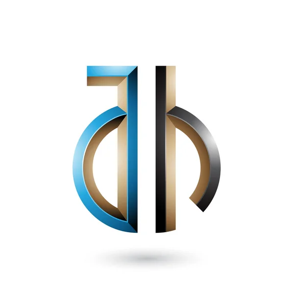 Blauw en zwart sleutel-achtig symbool van letters A en H illustratie — Stockfoto