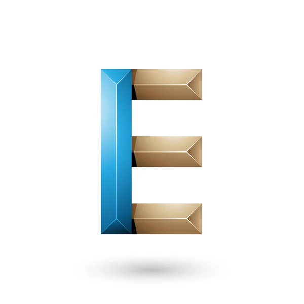 Niebieska i beżowa Piramida jak geometryczna litera E ilustracja — Zdjęcie stockowe