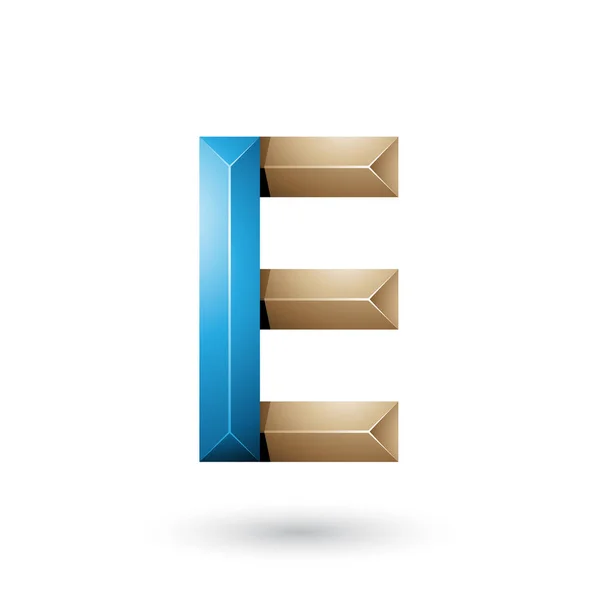 Blauwe en beige piramide zoals geometrische letter E illustratie — Stockfoto