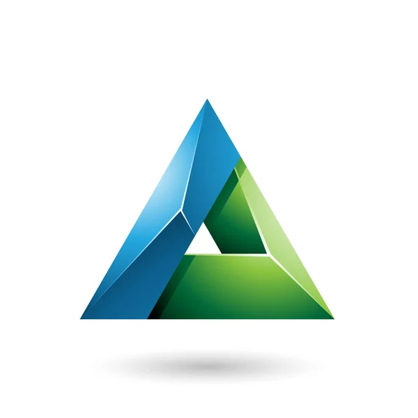 Triangle brillant 3d bleu et vert avec illustration de trou — Photo