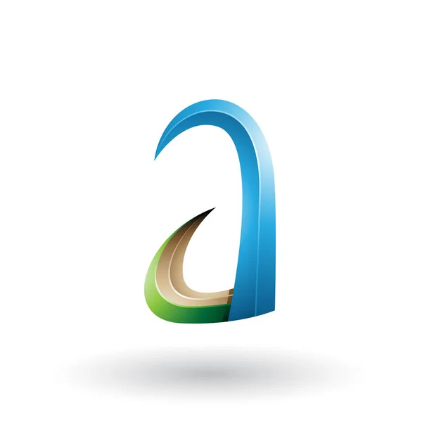 Blue and Green 3d Horn Like Letter A Illustration — Stock Photo, Image