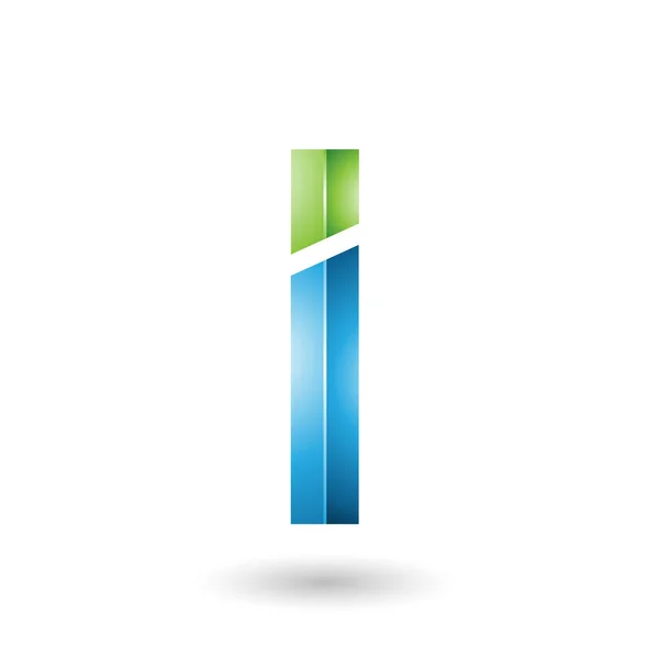 Blue and Green Rectangular Glossy Letter I — Stock Photo, Image