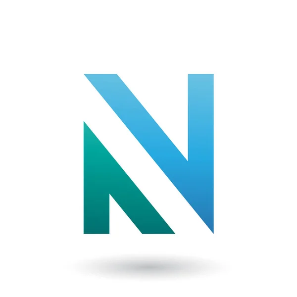 Blue and Green V Shaped Icon for Letter N Illustration — Stock Photo, Image