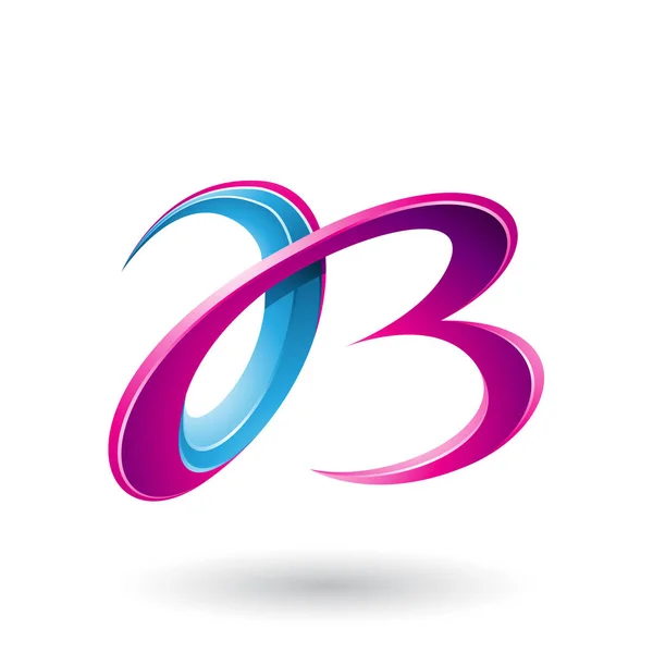 Azul e Magenta 3d Cartas encaracoladas A e B Ilustração — Fotografia de Stock