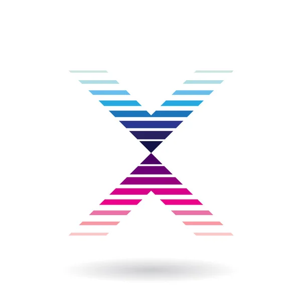 Blauw en magenta gestreept pictogram voor letter X illustratie — Stockfoto