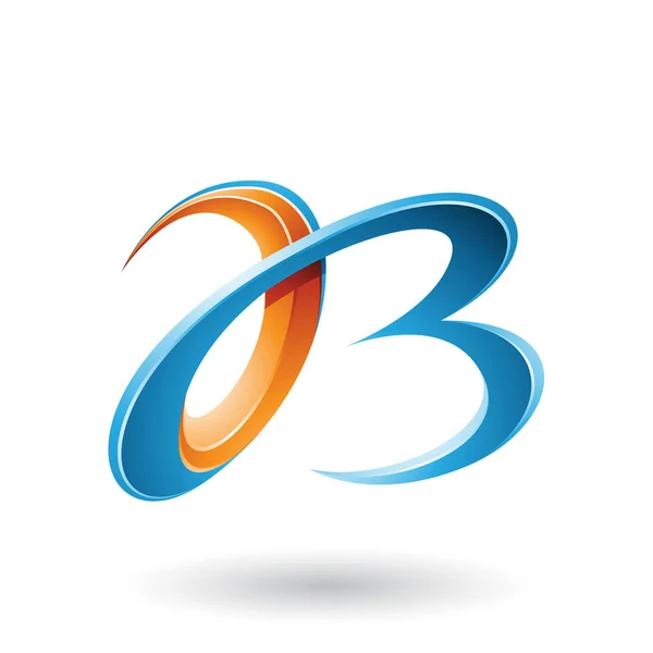 Letras rizadas azules y naranjas 3d A y B Ilustración — Foto de Stock