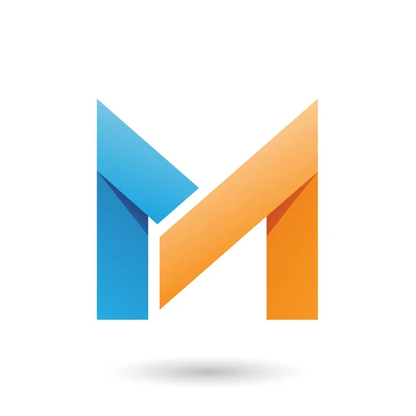 Blått och orange vikta papper bokstaven M illustration — Stockfoto