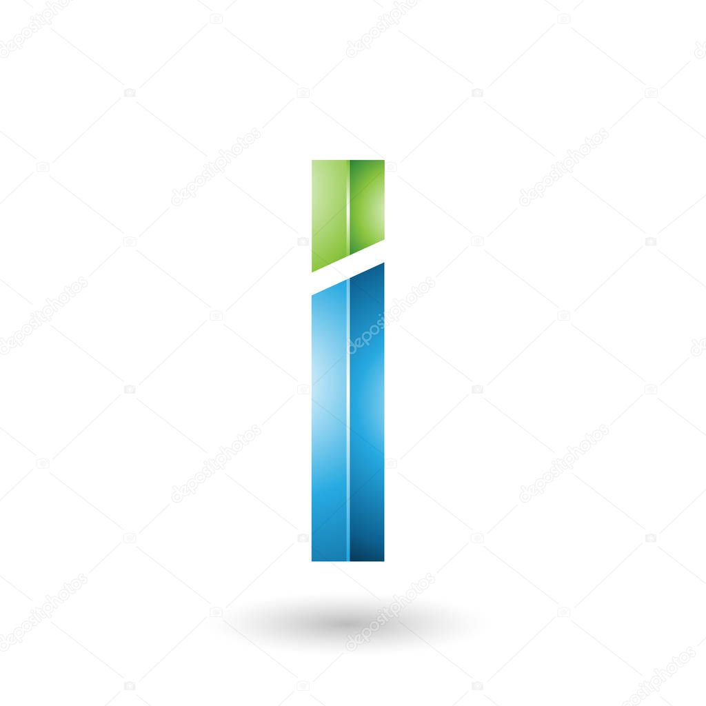 Illustration of Blue and Green Rectangular Glossy Letter I
