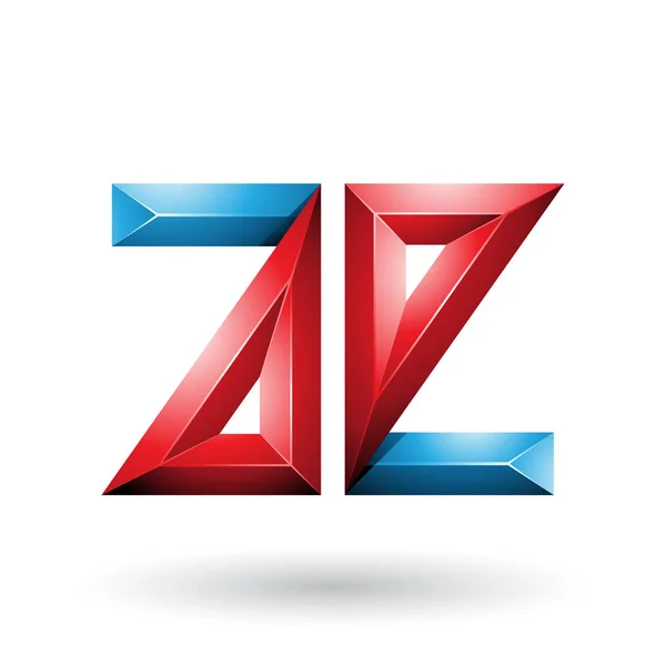 Blauwe en rode 3D geometrische reliëf letters A en E Illustratio — Stockfoto