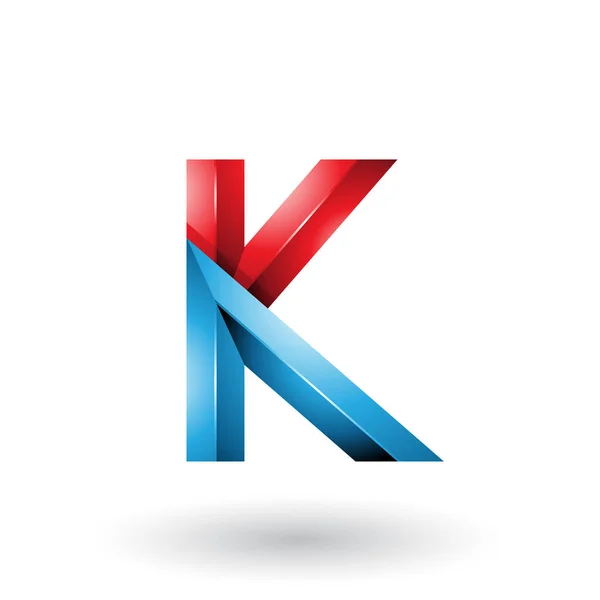 Biru dan Merah Glossy 3d Geometrical Letter K Illustration — Stok Foto