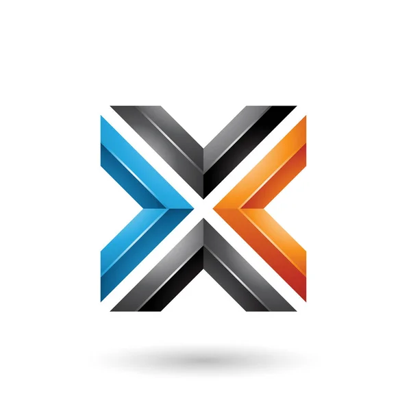 Μπλε μαύρο και πορτοκαλί τετράγωνο σχήμα γράμμα X εικονογράφηση — Φωτογραφία Αρχείου