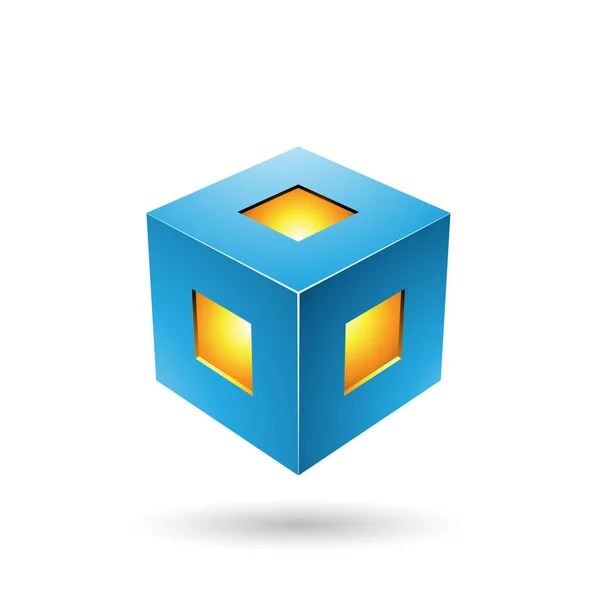Niebieski Bold Lantern Cube ilustracja — Zdjęcie stockowe