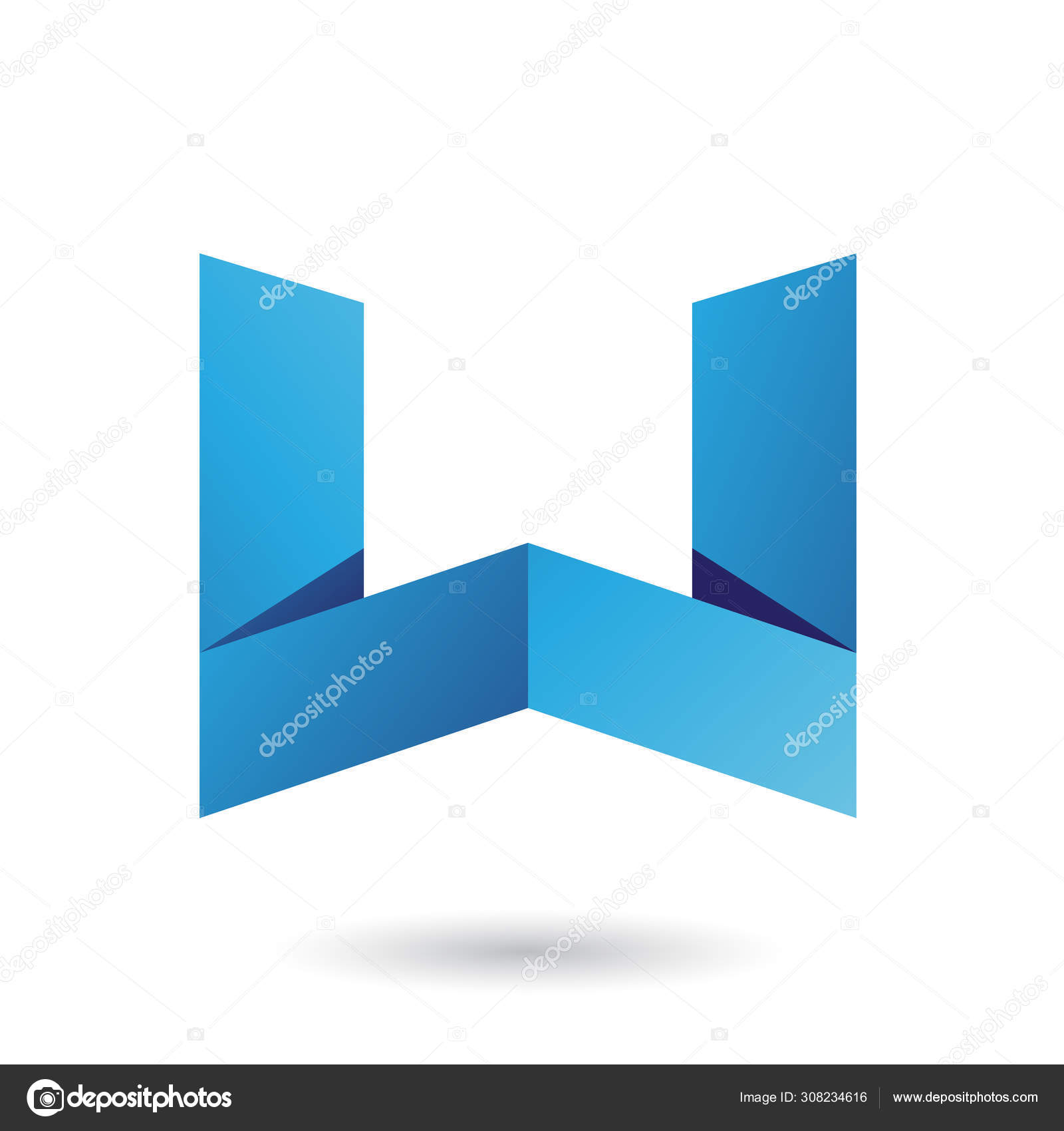 Blue Folded Paper Letter W Illustration — Stock Photo © cidepix #308234616