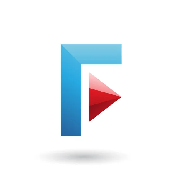 Blue Icon of Letter F with a Triangle Illustration — Stock Photo, Image