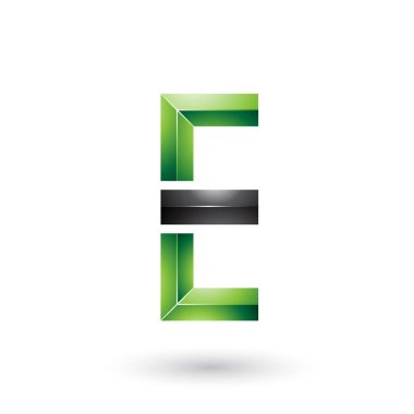 Yeşil ve Siyah Geometrik Parlak E Harfi İllüstrasyon