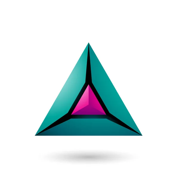 Grön och magenta 3D Pyramid ikon Illustration — Stockfoto