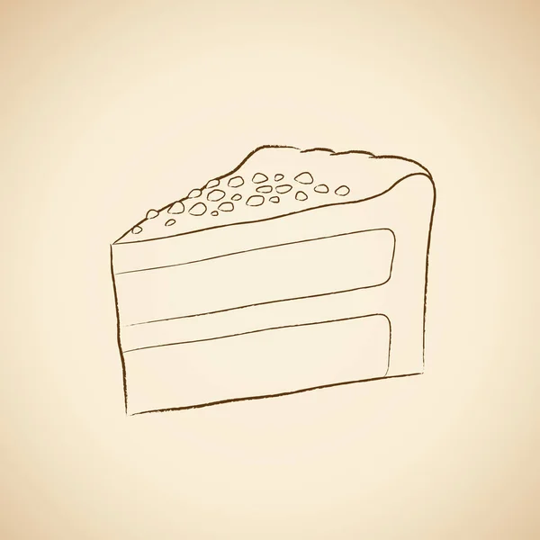 Dessin au fusain d'une icône de gâteau sur un fond beige Illustrati — Photo