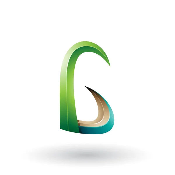 Grön och beige 3D horn som bokstaven G illustration — Stockfoto