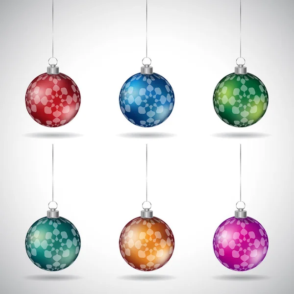 Bolas de Navidad con Diseños Abstractos y Cadena de Plata Illustra —  Fotos de Stock