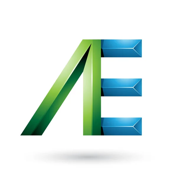 Green and Blue Pyramid Like Dual Letters of A and E Illustration — Stock Photo, Image