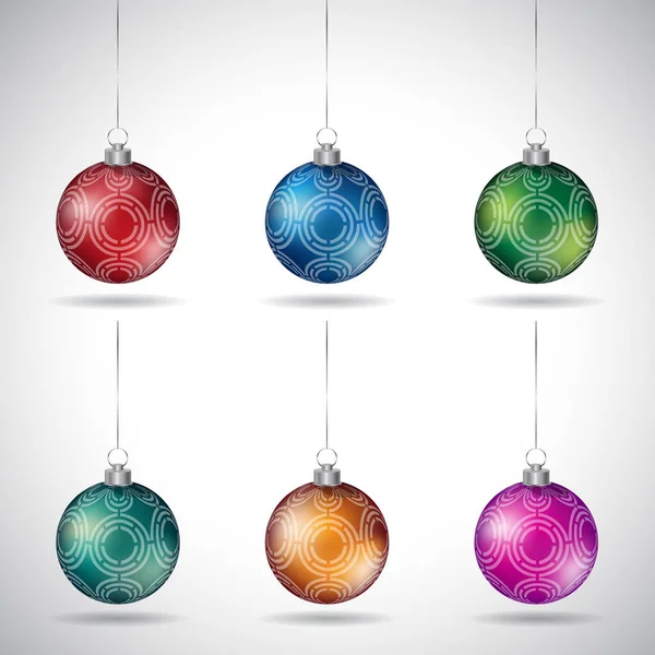 Palle di Natale con disegni astratti e Silver String Illustra — Foto Stock