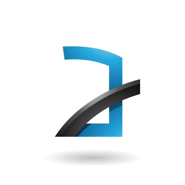 Blauwe letter A met zwarte glanzende stok illustratie — Stockfoto