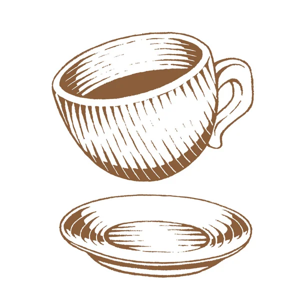 Boceto de tinta marrón de la ilustración de la taza de café — Foto de Stock