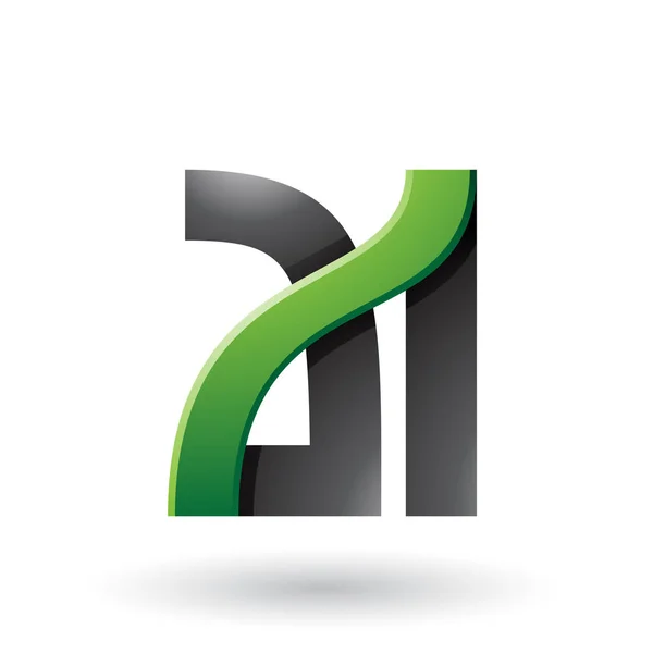 Zielone i czarne pogrubione podwójne litery A i i ilustracja — Zdjęcie stockowe